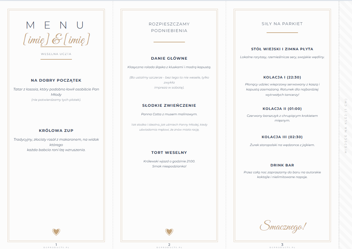 Menu Weselne (Stojące trójkątne)