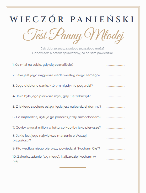 Test Panny Młodej